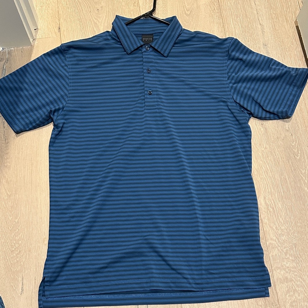 Dunning Golf Blue and Black Striped Polo Shirt
